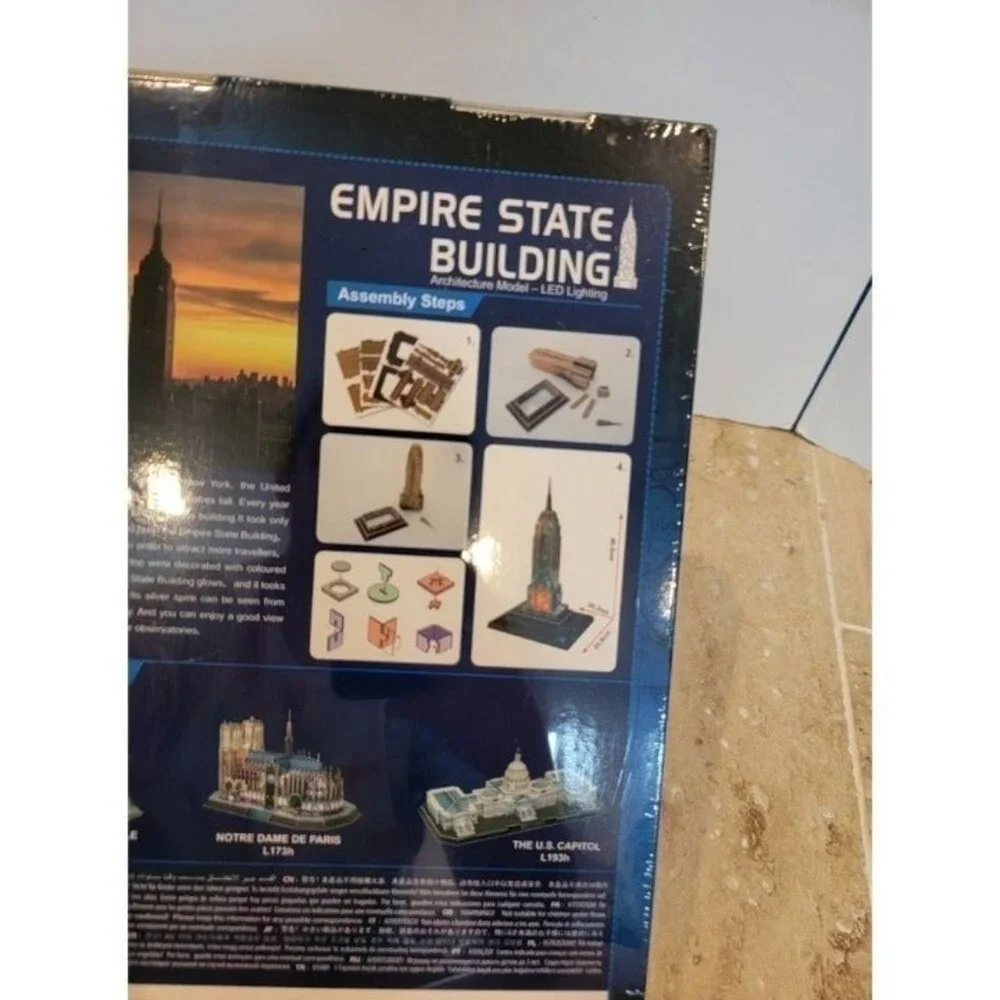 3D Empire State Building Architecture Model Kit LED Lighting‎ NEW 37pcs